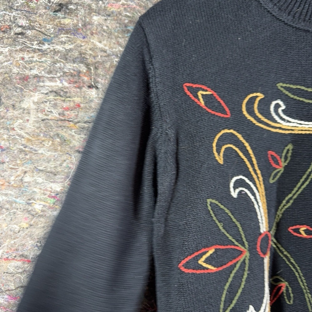 Bedford Fair Lifestyles Womens Sweater Small Black Mock Neck Geometric 45938 - Picture 3 of 12
